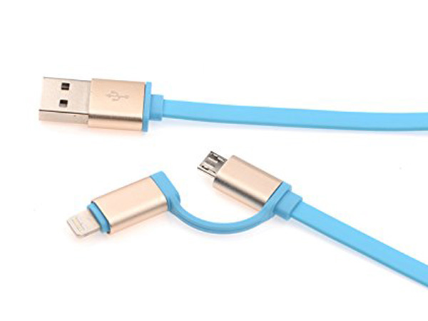 USD 00268  gold color 2 in 1 usb cable for micro & apple iphone5