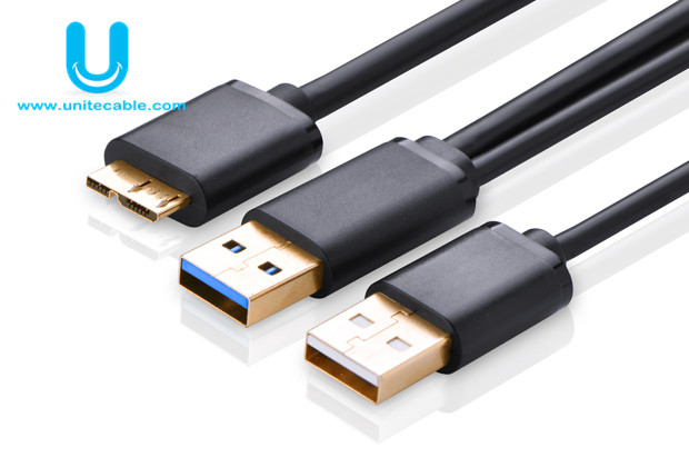 USB 3.0 A Male to Micro B Male Cable with extra A male for charging