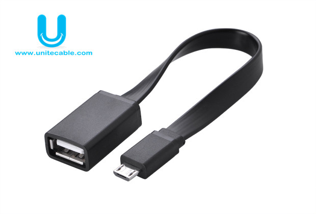 USB 2.0 A Female to Micro B Male OTG Flat Cable