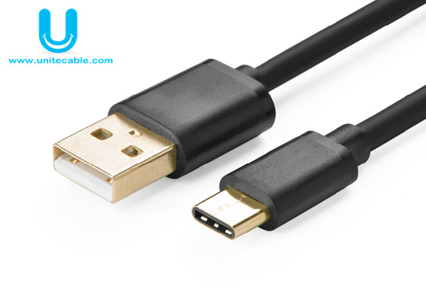 Gold Plated USB 2.0 Type A Male to Reversible Type-C Male Charge & Sync Cable